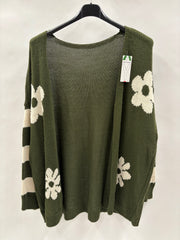 Strikcardigan, Blomster