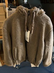 Taupe teddy hoodie med lynlås