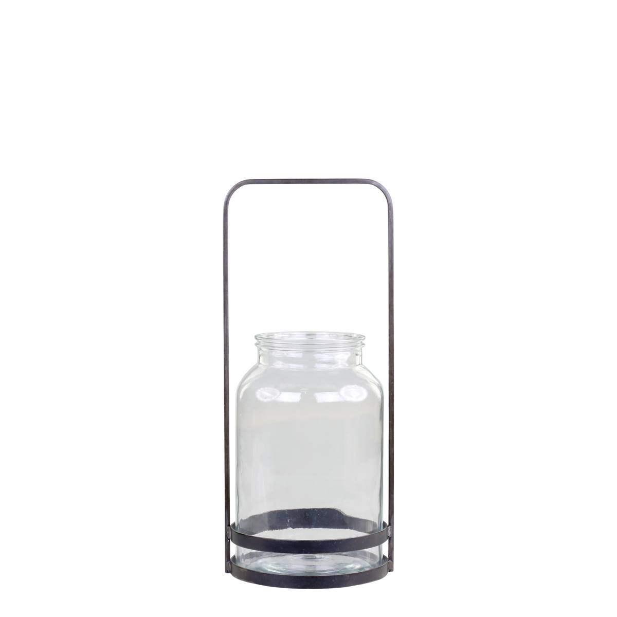 Lantern w. handle H42.5/L18/W17 cm antique coal