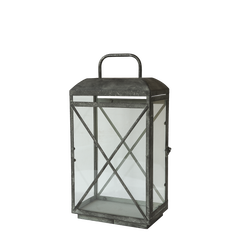 Lantern w. cross H54/L28/W18 cm antique zinc