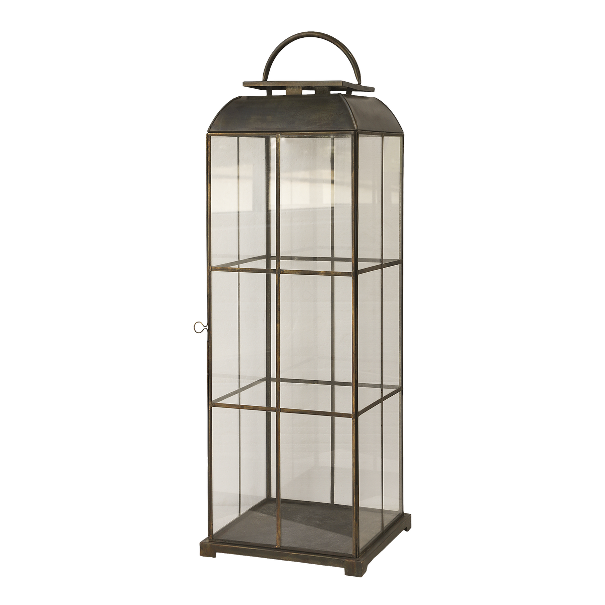 Lantern w. grid H80/L24/W24 cm antique brass