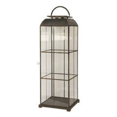 Lantern w. grid H80/L24/W24 cm antique brass