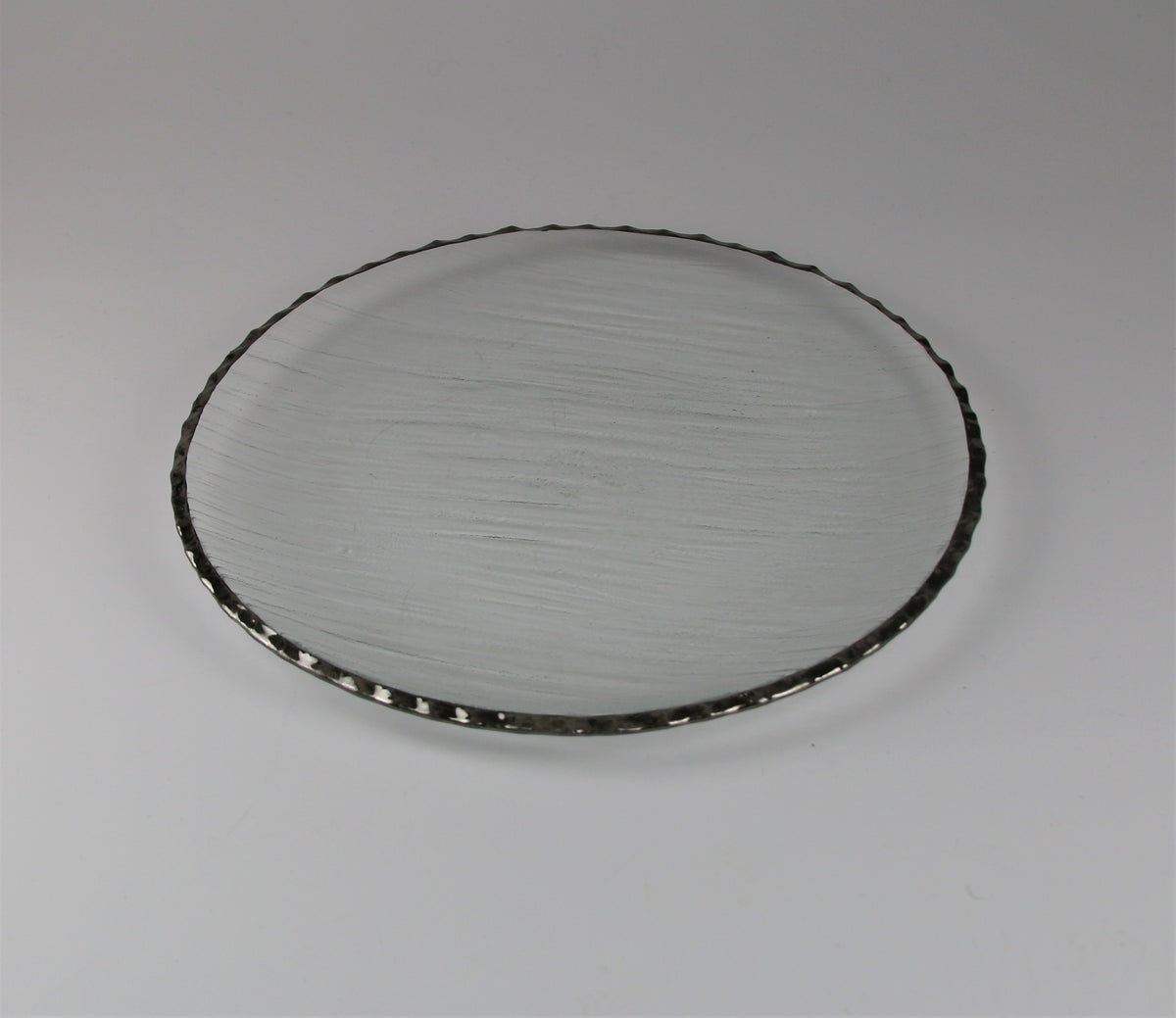 Skål Klart glas med sølvkant 22 cm diam