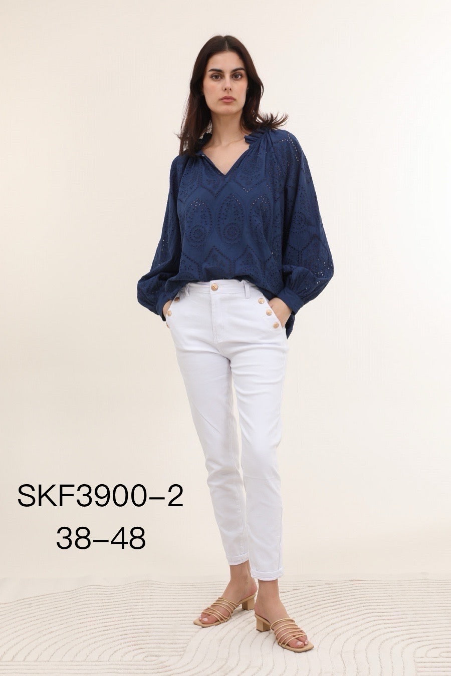 Hvide jeans med guld knapper by Krone 1