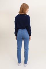 Jeans med elastik i taljen midwash