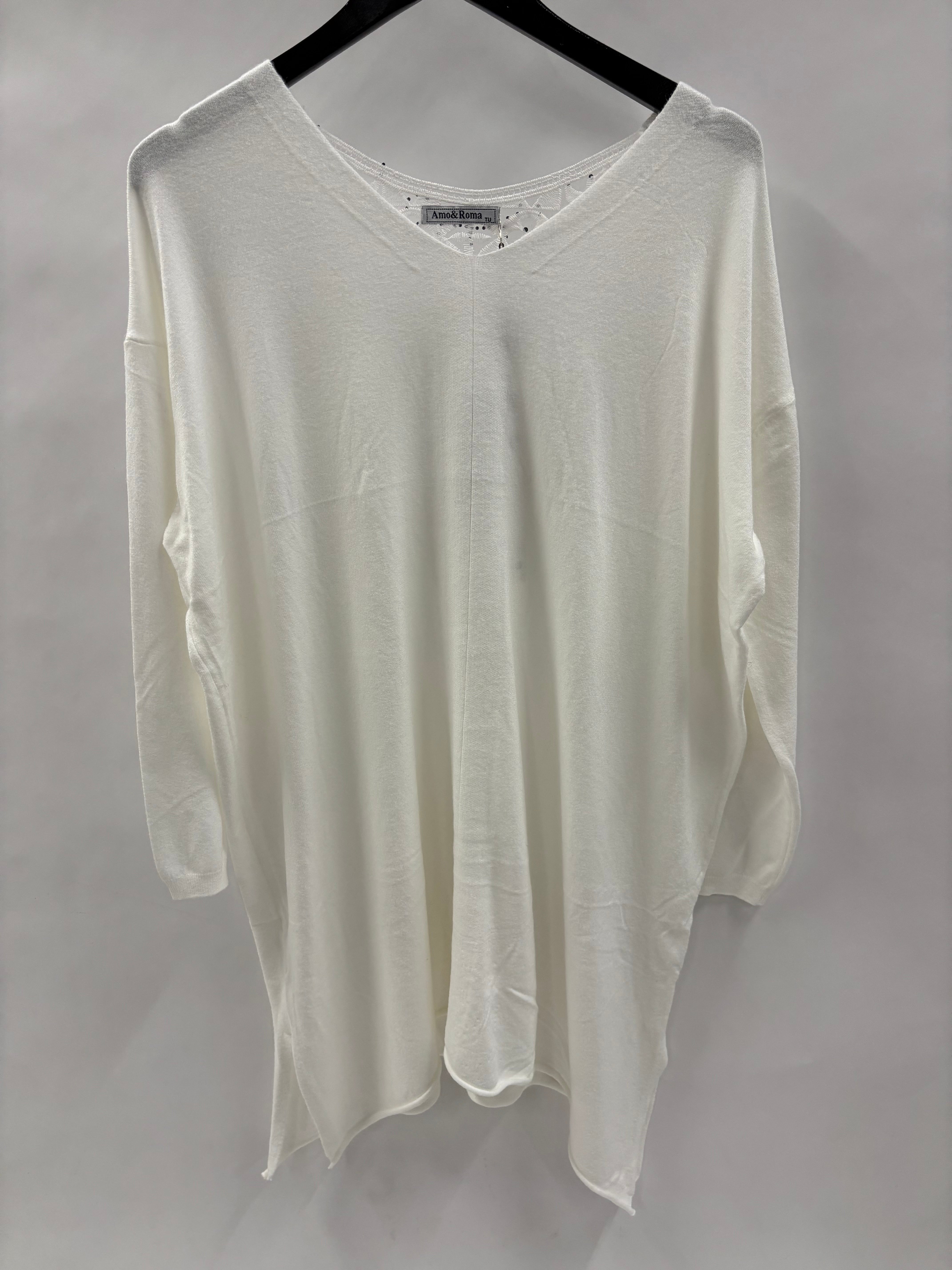 Strikbluse, Hæklet Ryg