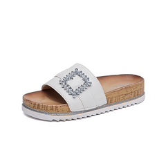Slip on sandaler med bling spænde