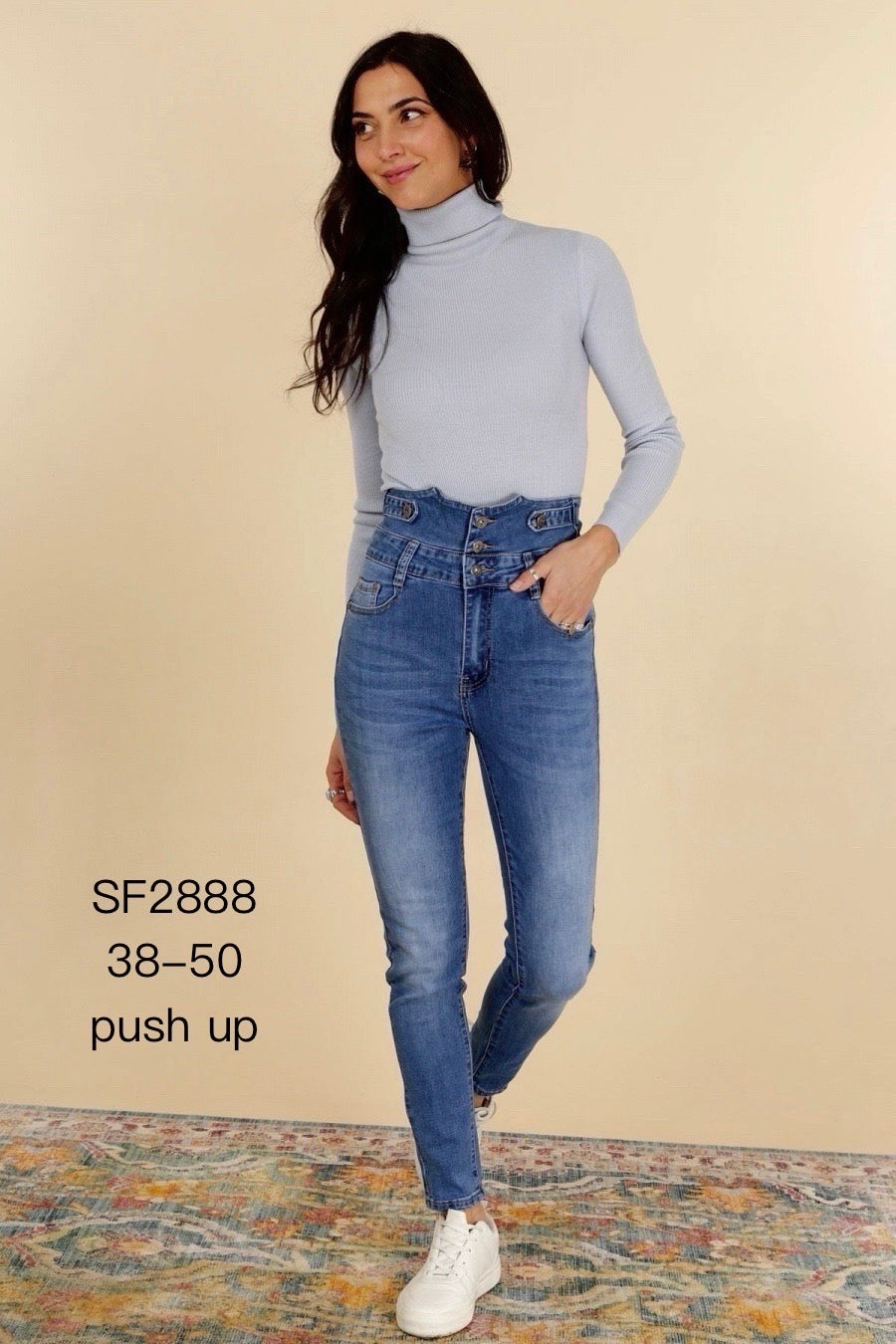 Jeans med ultra høj talje og push up by Krone 1