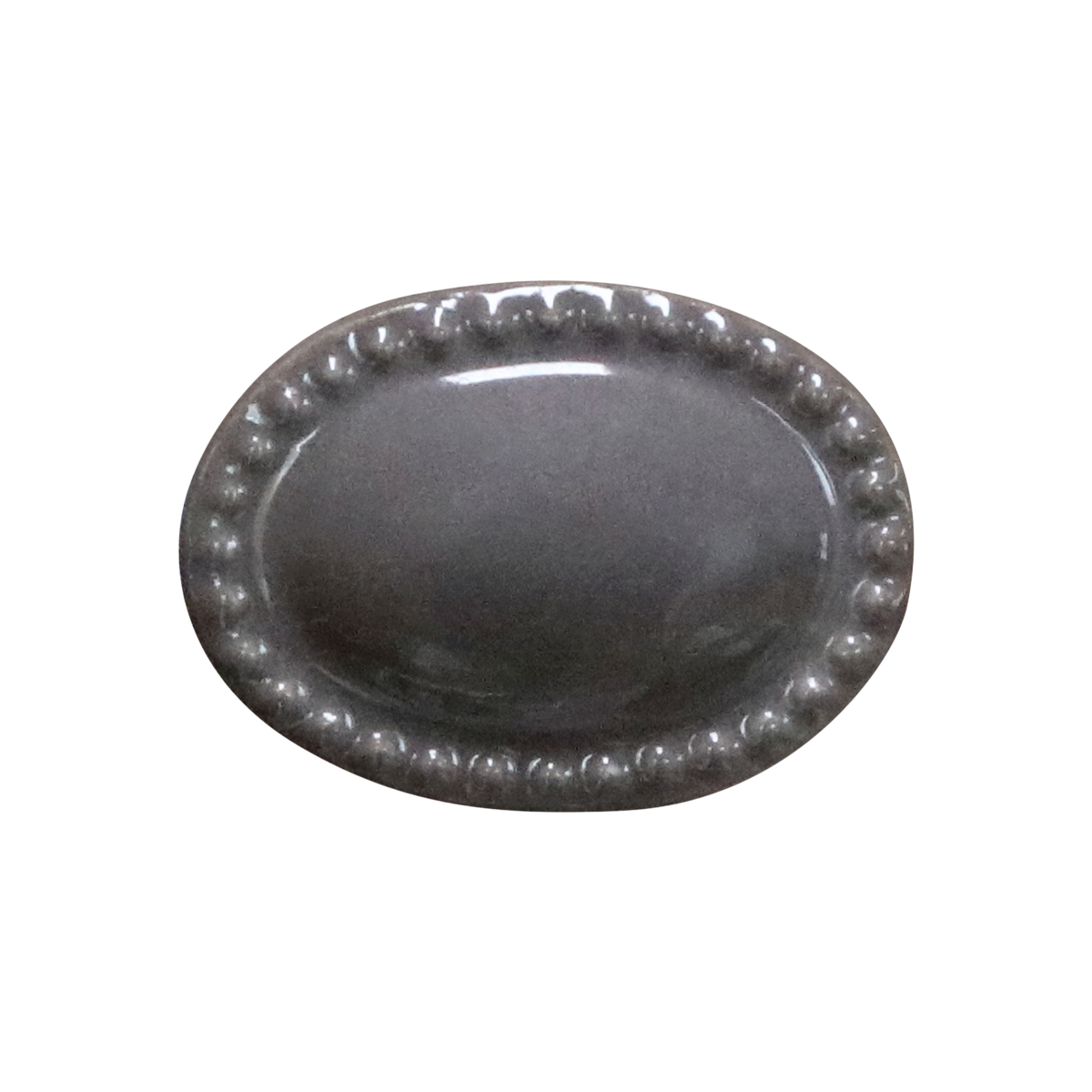 Knob w. pearl edge handmade H3/L4.5/W3.5 cm grey