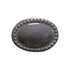 Knob w. pearl edge handmade H3/L4.5/W3.5 cm grey