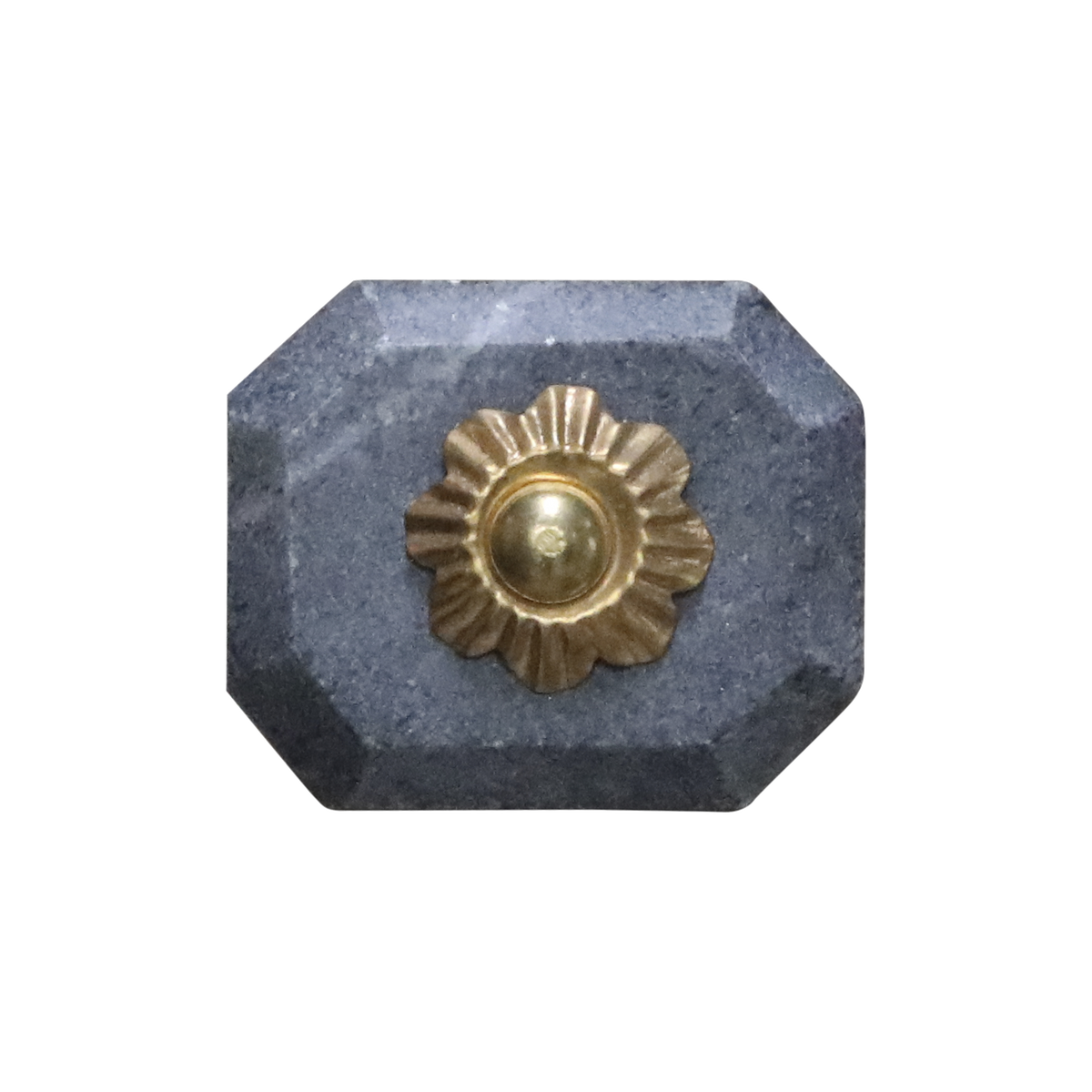 Knob of marble w. brass decor H3.5/L4 cm grey