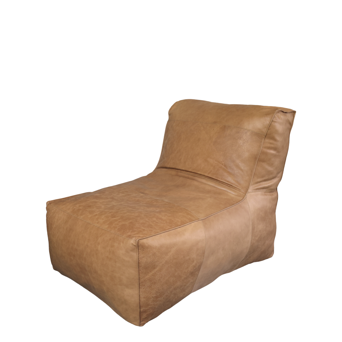 Loungestol i læder, H83/L103/B83 cm cognac