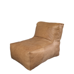 Loungestol i læder, H83/L103/B83 cm cognac