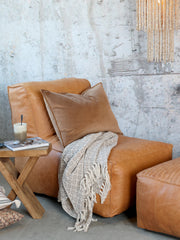 Loungestol i læder, H83/L103/B83 cm cognac