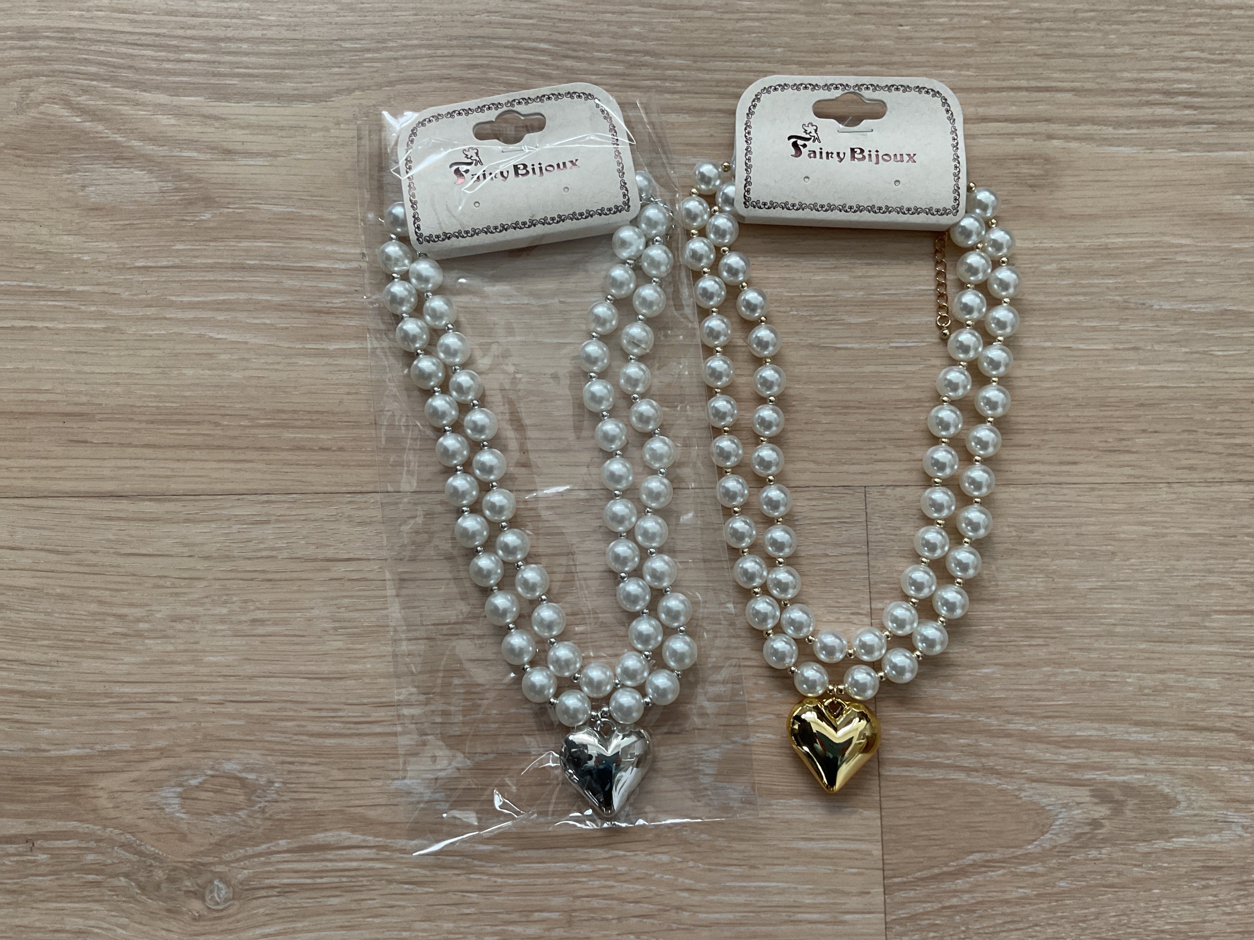 Perle halskæde med hjerte by Krone 1