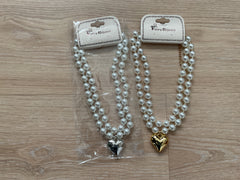 Perle halskæde med hjerte by Krone 1