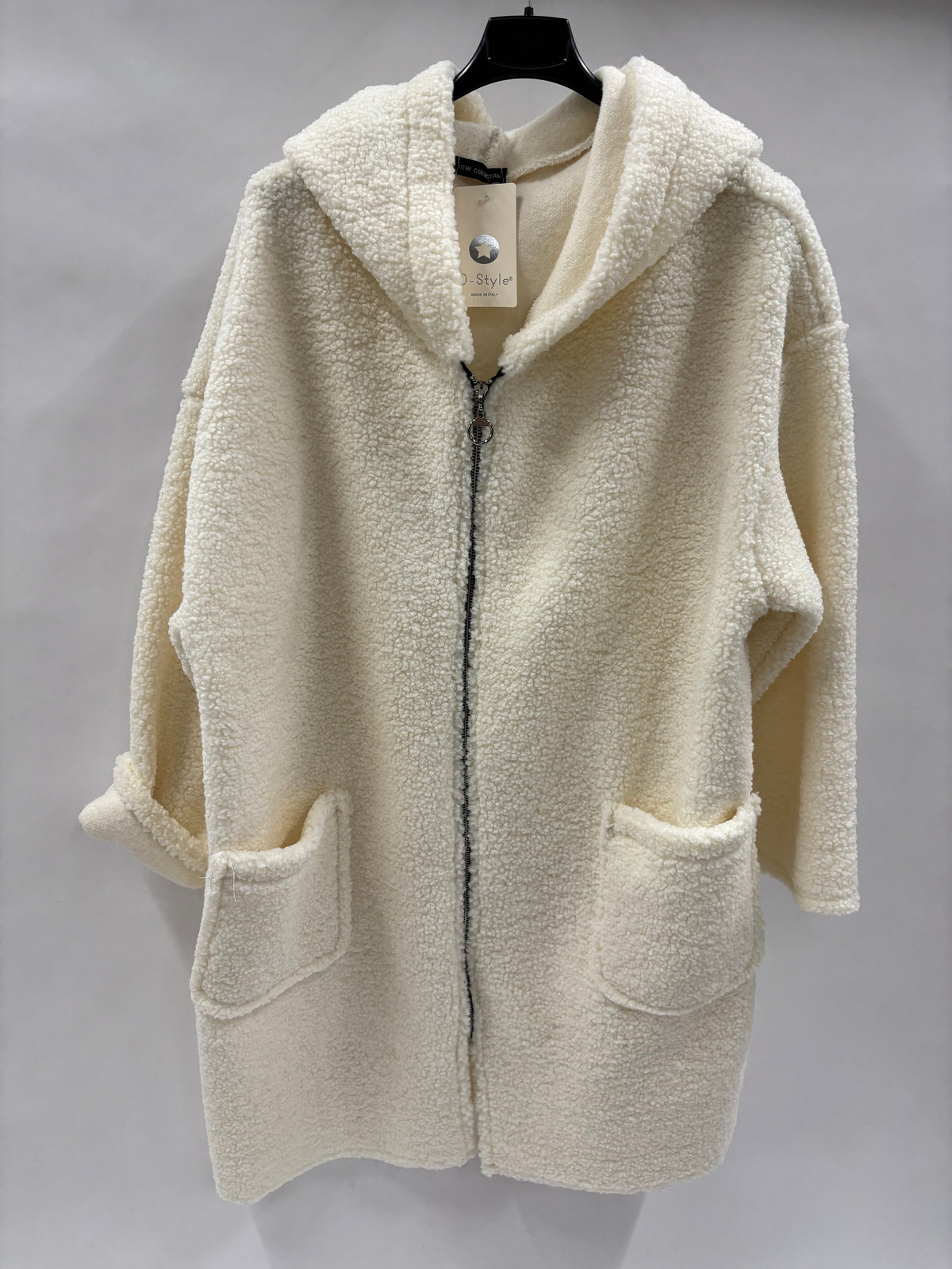 Teddyfrakke Lynlås, Creme