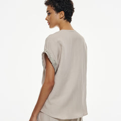Access Blouse with a V and sequins
