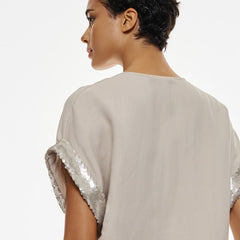Access Blouse with a V and sequins