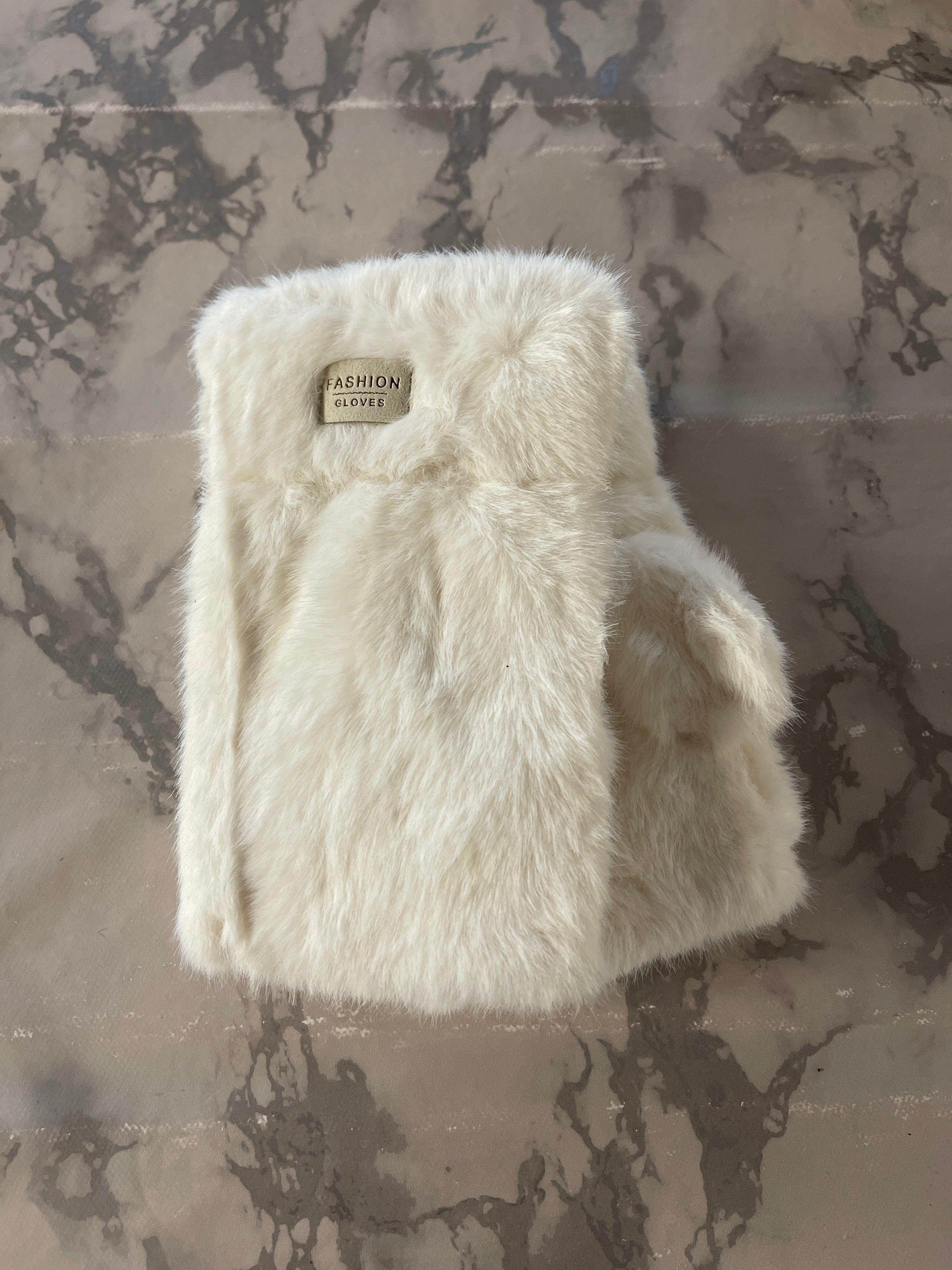 Fingerløse faux fur handsker