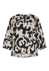 No. 1. By Ox Løs bluse med V-hals og 3/4 ærmer