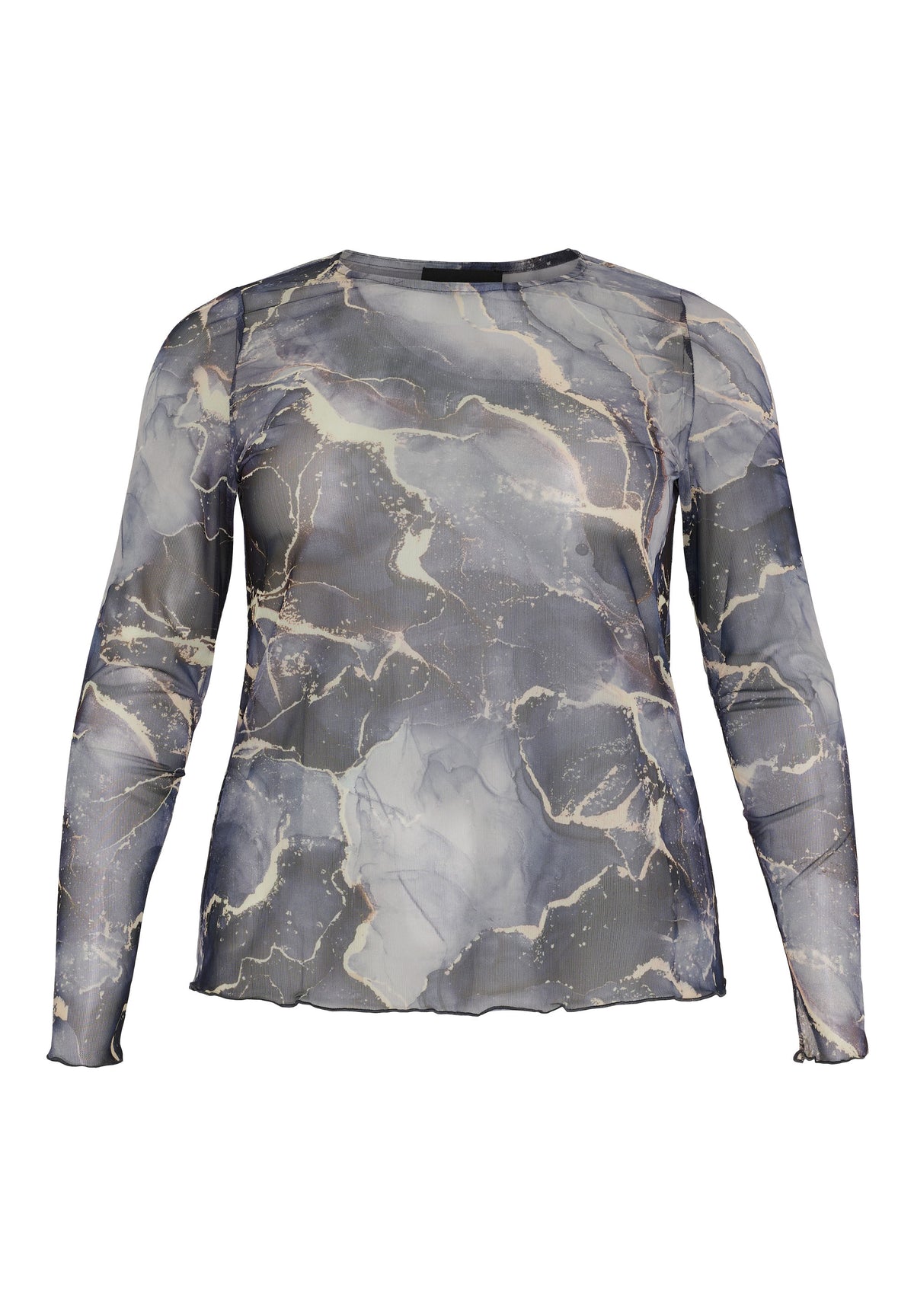 No. 1. By Ox Bluse med rund hals og lange ærmer i mesh