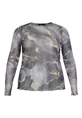 No. 1. By Ox Bluse med rund hals og lange ærmer i mesh