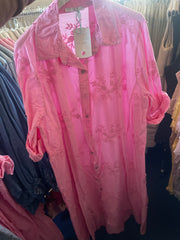Lang skjortekjole med broderi