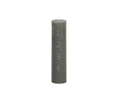 Advent Candle w. gold print 48 h H20/D5 cm olive
