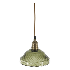 Lampe m. messingtop, H18/Ø21 cm oliven