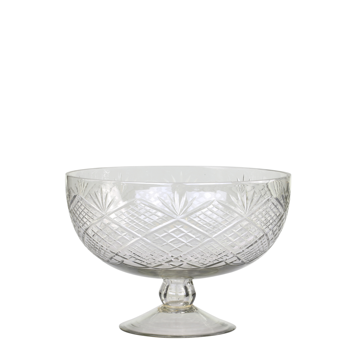 Centrepiece on foot w. grindings H16/D23.5 cm clear