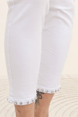 Hvide jeans med bling sløjfe