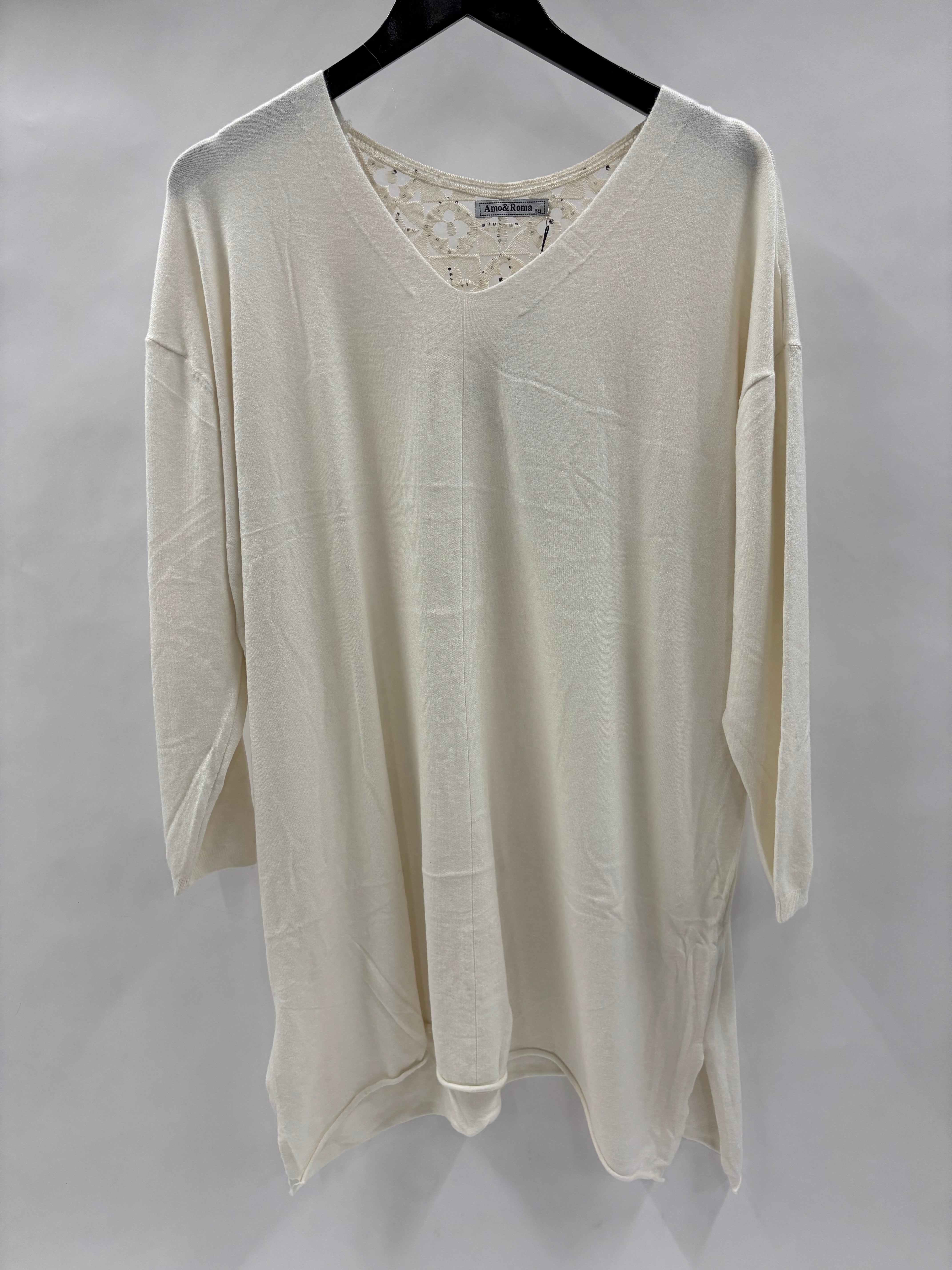 Strikbluse, Hæklet Ryg