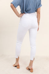 Hvide jeans med bling sløjfe