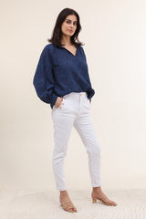 Hvide jeans med guld knapper by Krone 1