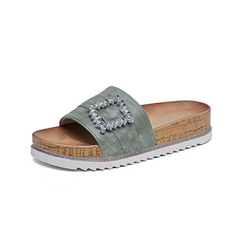 Slip on sandaler med bling spænde