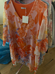 Kjole med blomster chiffon flæseærmer - ITMARTS25