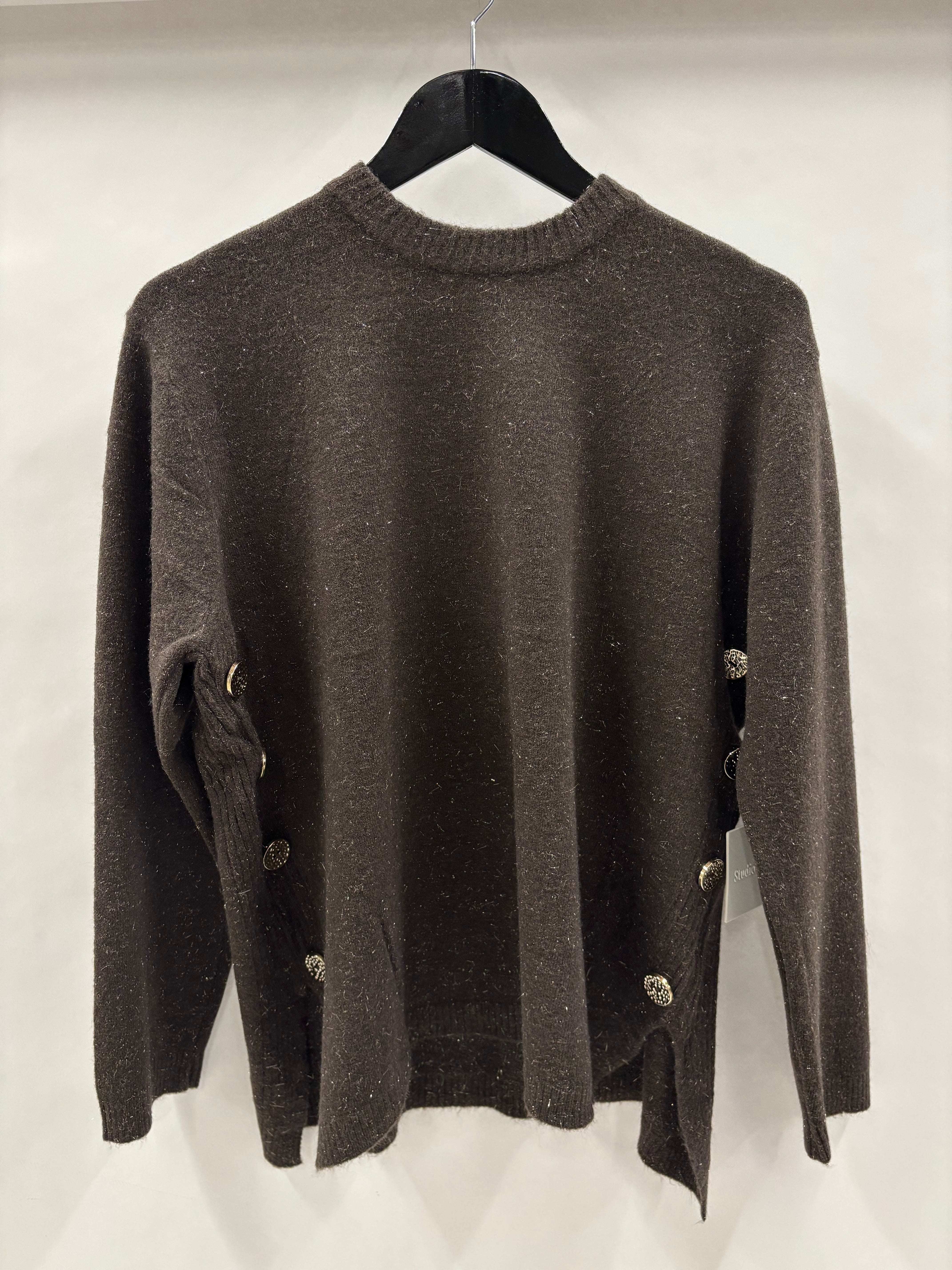 Strikbluse Glimmer, Guldknapper