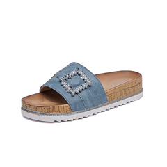 Slip on sandaler med bling spænde