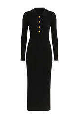 Strikket kjole med guldknapper by Livia