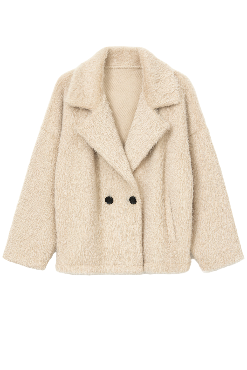 Pelset kort jakke med knapper beige