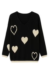 Striktrøje med guld hjerter - Brystmål 140cm