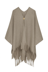 Slag med frynser og guld knap beige