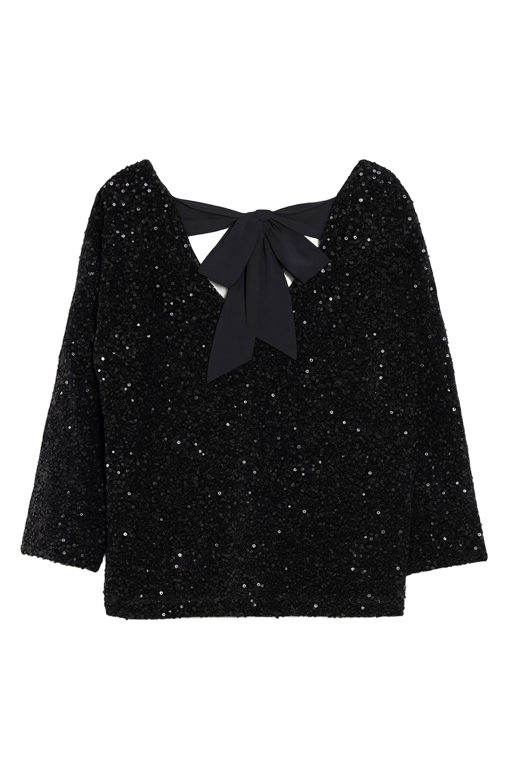 Pailetbluse med sløjfe