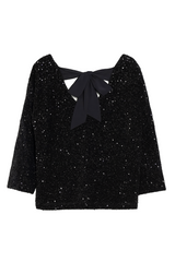 Pailetbluse med sløjfe