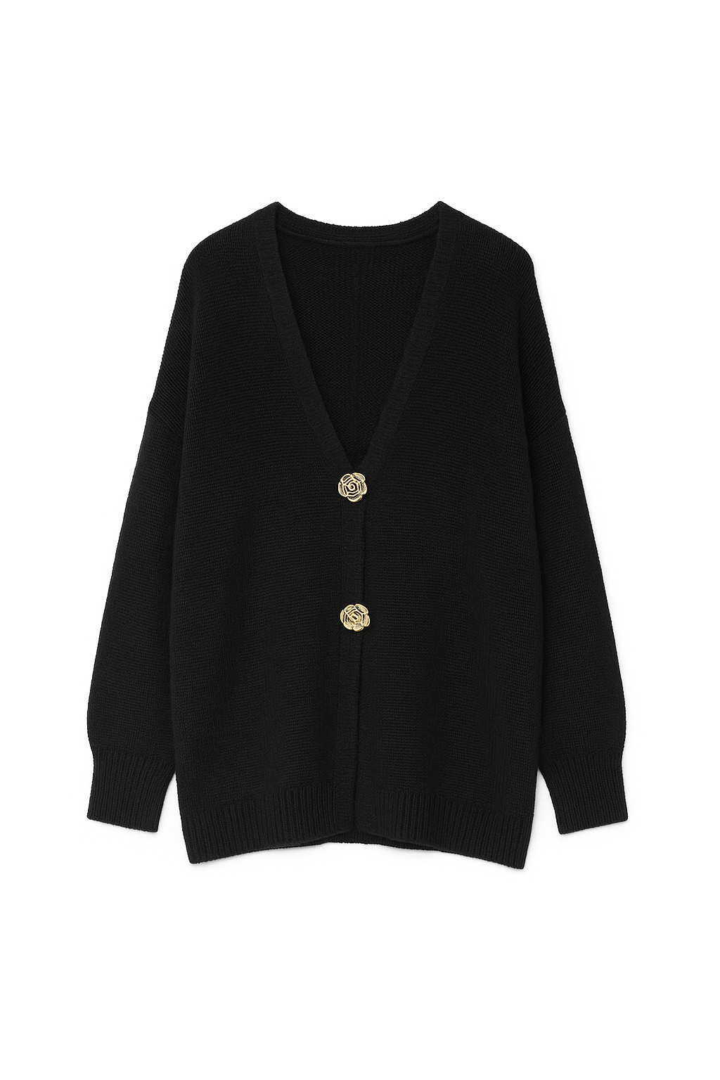 Strikcardigan med guld rose knapper by Miss Moon