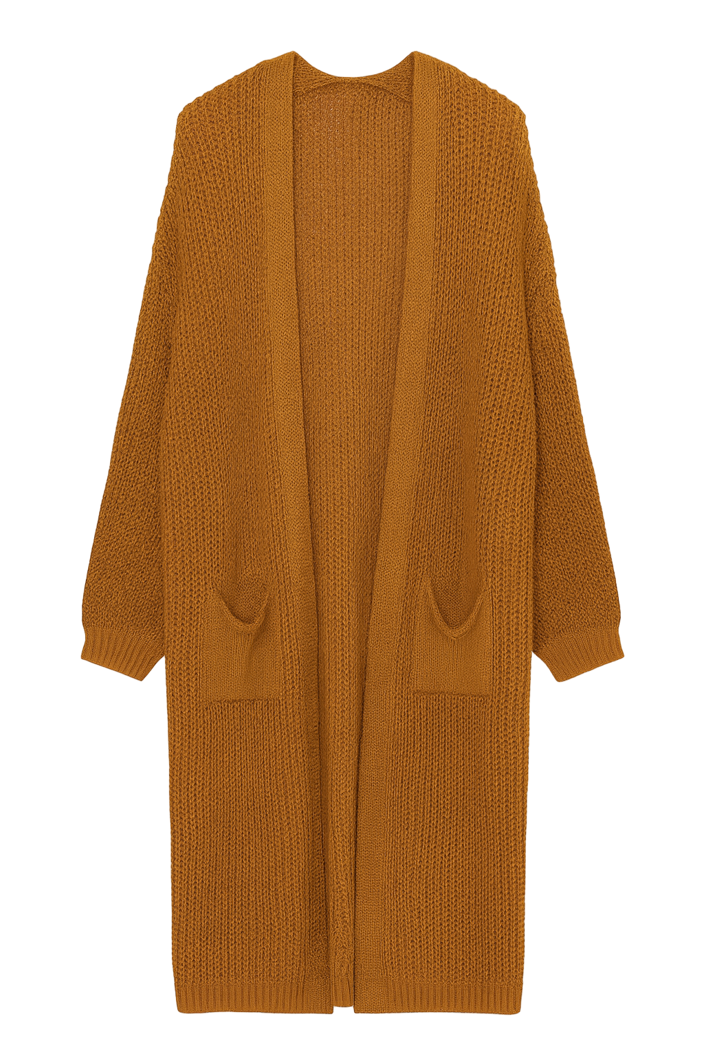 Lang strikcardigan camel