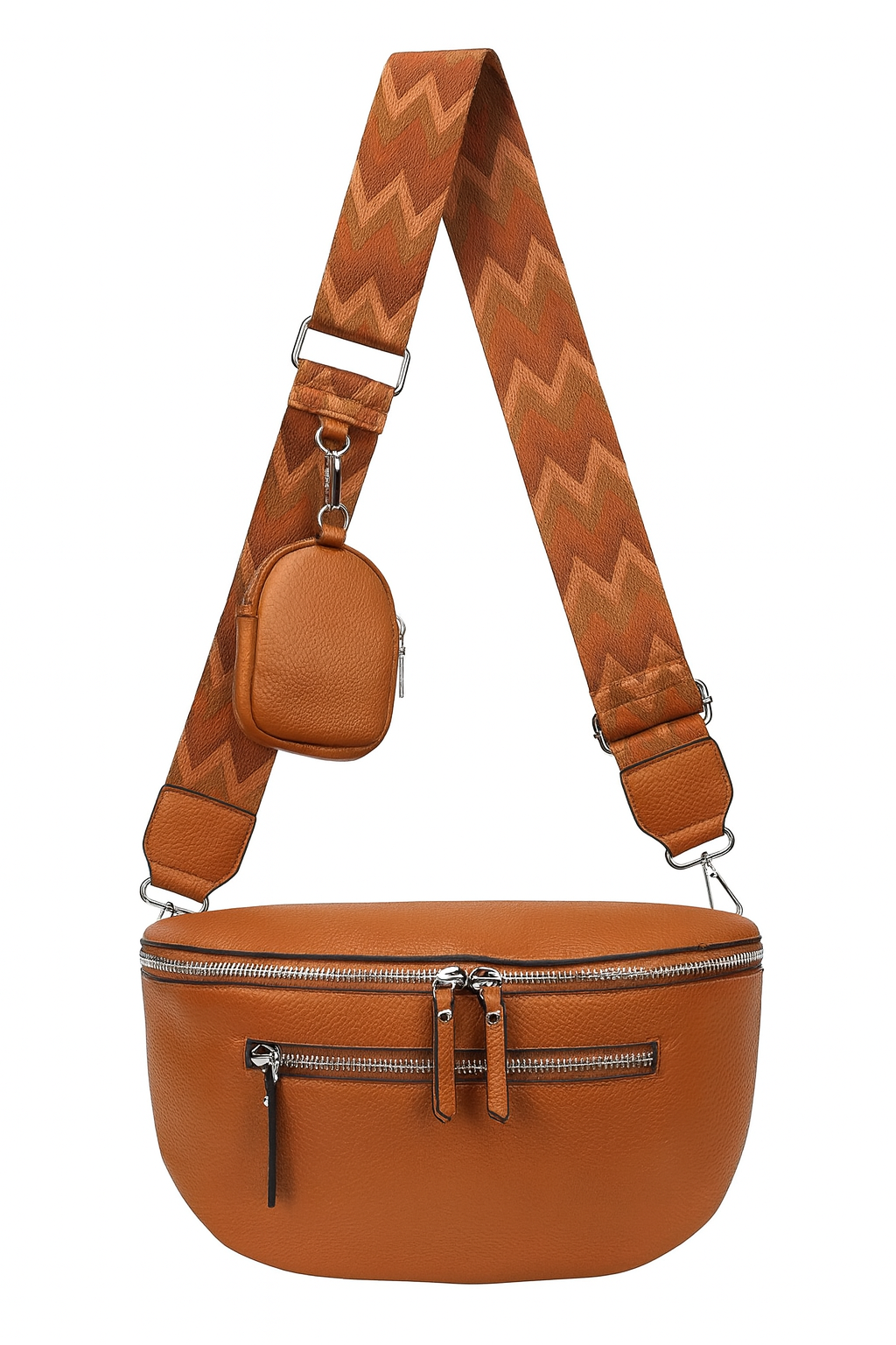 Bæltetaske med dobbelt lynlås 31x9x20cm by Eric Bags