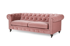 3-personers Chesterfield veloursofa rosa