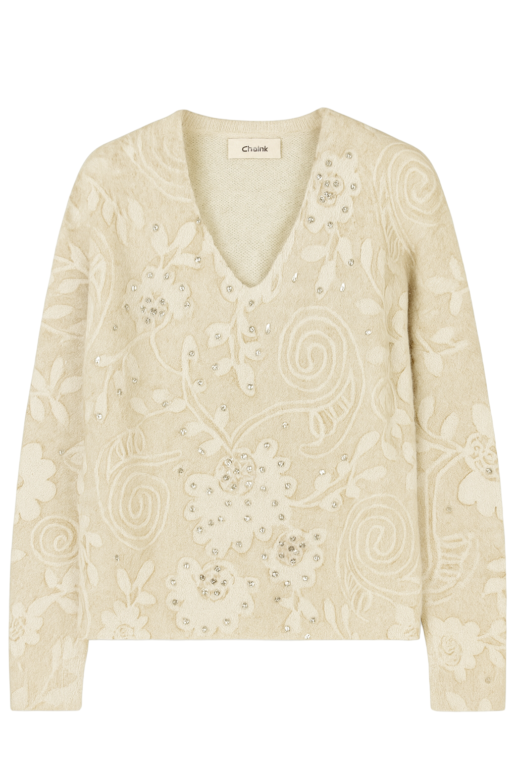 Viskose strik med blonder og bling by Krone 1